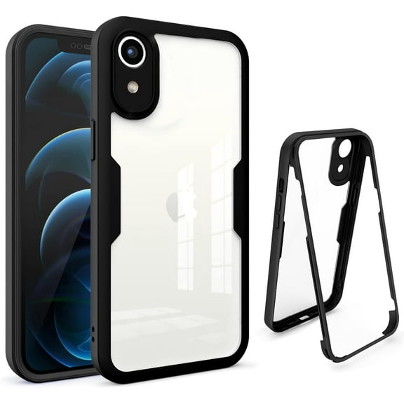 Clear Case for Samsung Galaxy A03 Core (Not A03) with Built-in Screen Protector, Slim Full Body Rugged Soft TPU Bumper Protective Phone Cover Case for Samsung Galaxy A03 Core QC Black