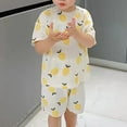 thumbnail image 2 of Odeerbi Kids Boys Girls 2 Piece Pajamas Set Cartoon Sleepwear Children's Ice Silk Pajamas Loose Shorts Short Sleeve Set Ice Cool Home Conditioning Clothing Yellow, 2 of 3