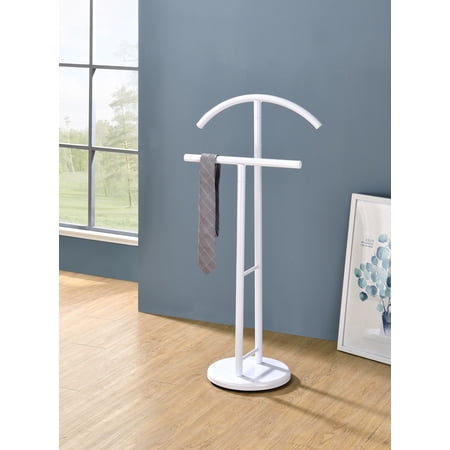 Santillo Double Suit & Tie Valet Stand Clothing Organizer Rack, White Metal