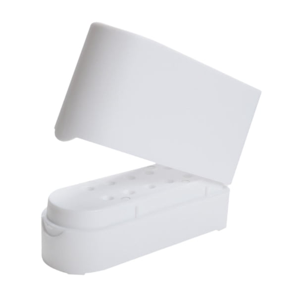 Caja organizadora de brocas para uñas con 12 agujeros para manicura y pedicura. blanco