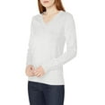 thumbnail image 3 of Qulqfy White Sweaters Women Tunic Petite V Neck Long Sleeve Fall Sweaters Women's Casual Tops 2XL, 3 of 7