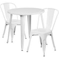 thumbnail image 5 of BizChair Commercial Grade 30" Round White Metal Indoor-Outdoor Table Set with 2 Cafe Chairs, 5 of 5