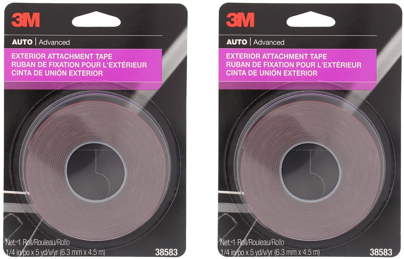 3M 38583 1/4" x 15' Exterior Attachment Tape (2 Pack), Automotive tape