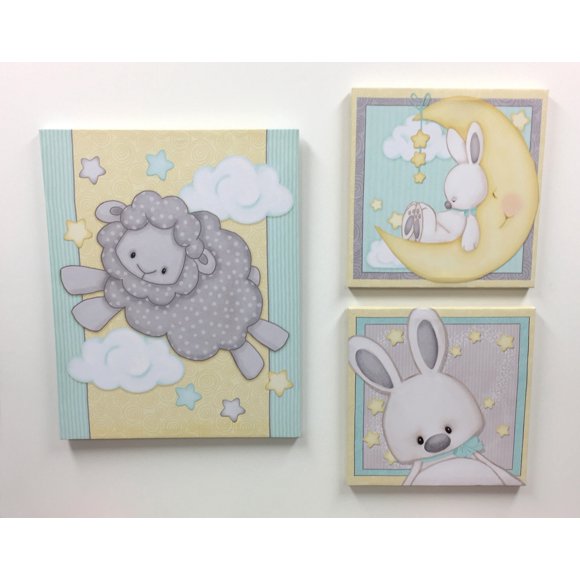 Sweet Dreams 3 Piece Canvas Wall Art Set