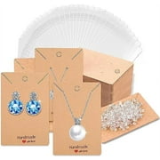 JXFWELS 50Pcs Jewellery Necklace Holder Cards With 50Pcs Self- Sealing Bags And 100 Pcs Earring Backs,Jewellery Card Set For Earrings Display Gift Making?200Pcs?