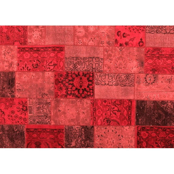 Ahgly Company Indoor Rectangle Patchwork Red Transitional Area Rugs, 6' x 9'