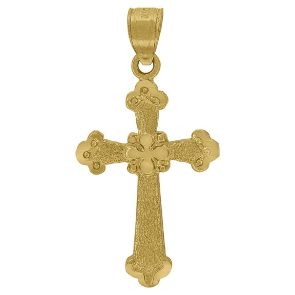 10kt Yellow Gold Unisex Nugget Cross Religious Charm Pendant