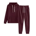 thumbnail image 3 of haxmnou womens sweatsuits tracksuit two piece outfits casual solid color jogging sweat suits matching jogger pants set Wine 4XL, 3 of 3