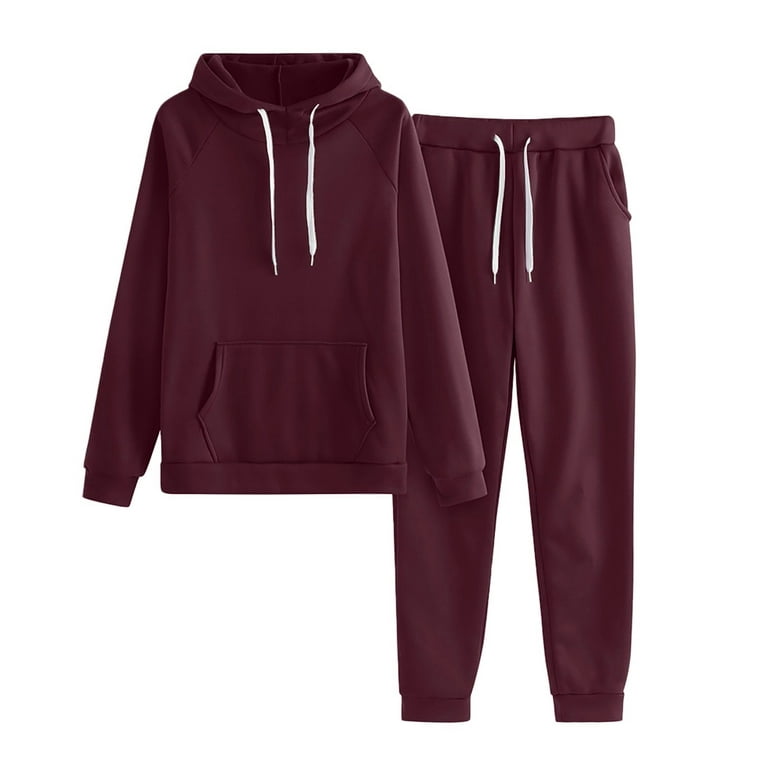 Women Jogger Outfit Matching Sweat Suits Long Sleeve Hooded Sweatshirt and  Sweatpants 2 Piece Sports Sets Tracksuit