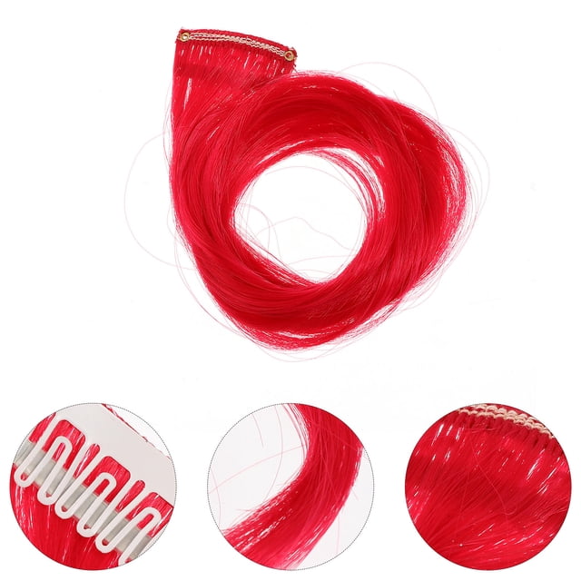 unbranded 10Ud Pieza De Extensión De Roja Con Clip Sin Costuras Para Natural