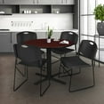 thumbnail image 3 of Regency 36 in. Round X-Base Breakroom Table- Mahogany & 4 Zeng Stack Chairs- Black, 3 of 9
