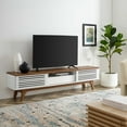 thumbnail image 2 of Media TV Stand Console Table, Wood, Brown Walnut White, Modern Contemporary Urban Design, Living Lounge Room Hotel Lobby Hospitality, 2 of 8