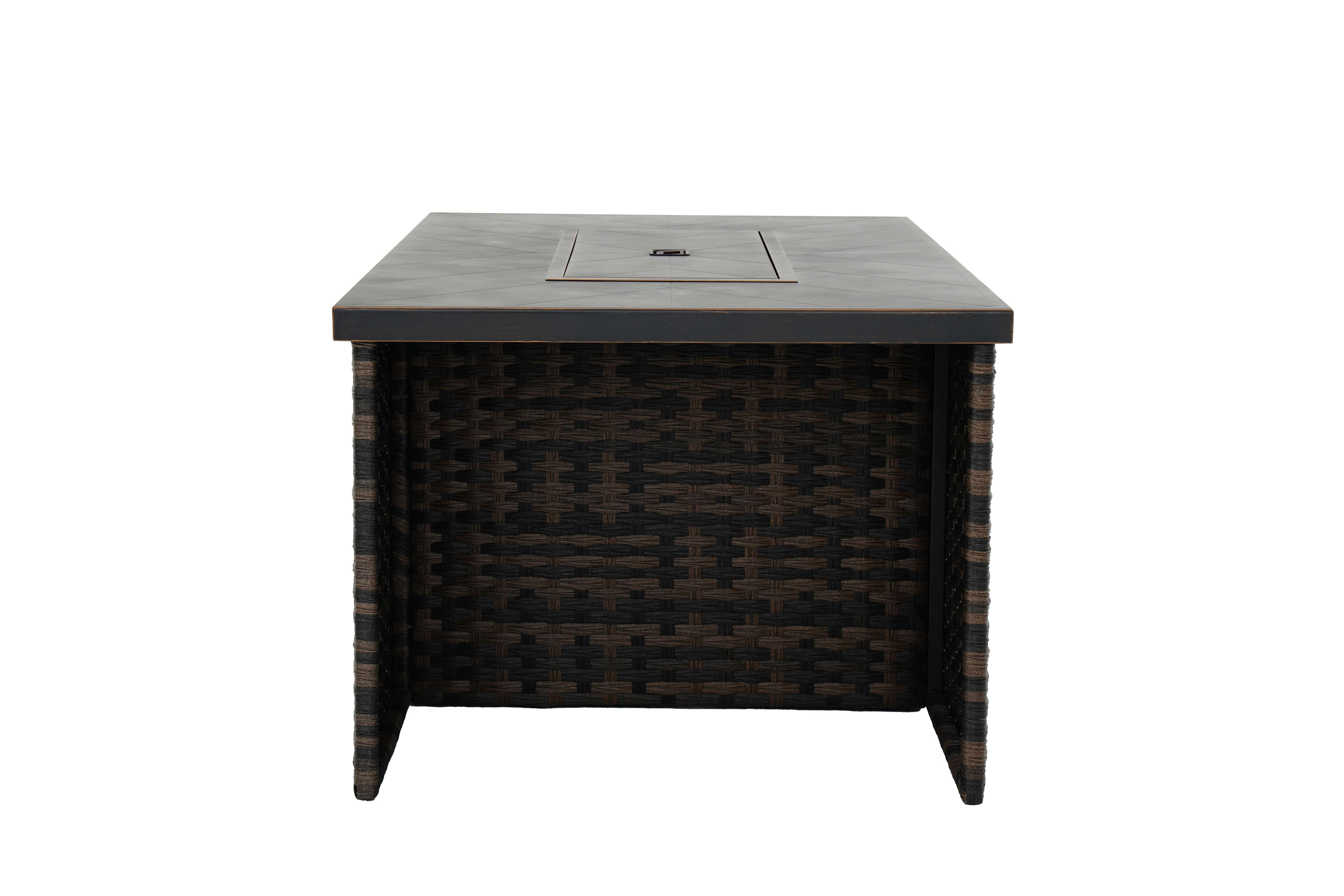 Better Homes & Gardens Rockport Club 55" x 31" Rectangular Propane Fire Pit Table with Lid - 50,000 BTU, Brown