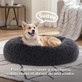 thumbnail image 3 of Spring Blossoms Cama Redonda de Piel Sintética Suave para Perros y Gatos de Tamaño Pequeño y Mediano con Cubierta Extraíble (Gris Oscuro, 50cm), 3 of 7