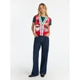 thumbnail image 2 of No Boundaries V-Neck Button Front Christmas Vest, Women’s, 2 of 5