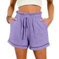 thumbnail image 2 of Workout Shorts Women Fashion Spring Summer Solid Color High Waist Pocket Loose Fit Wide Leg Bermuda Cargo Board Gym Purple Bottoms Sizes 2XL, 2 of 7