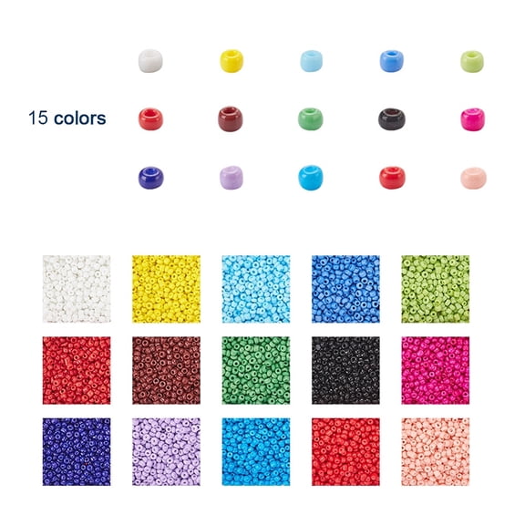 195G 15 Colors Glass Seed Beads Opaque Colours Seed Small Craft Beads for DIY Jewelry Making Round Mixed Color 6/0 4~5x3~4mm Hole: 1~2mm 13g/color