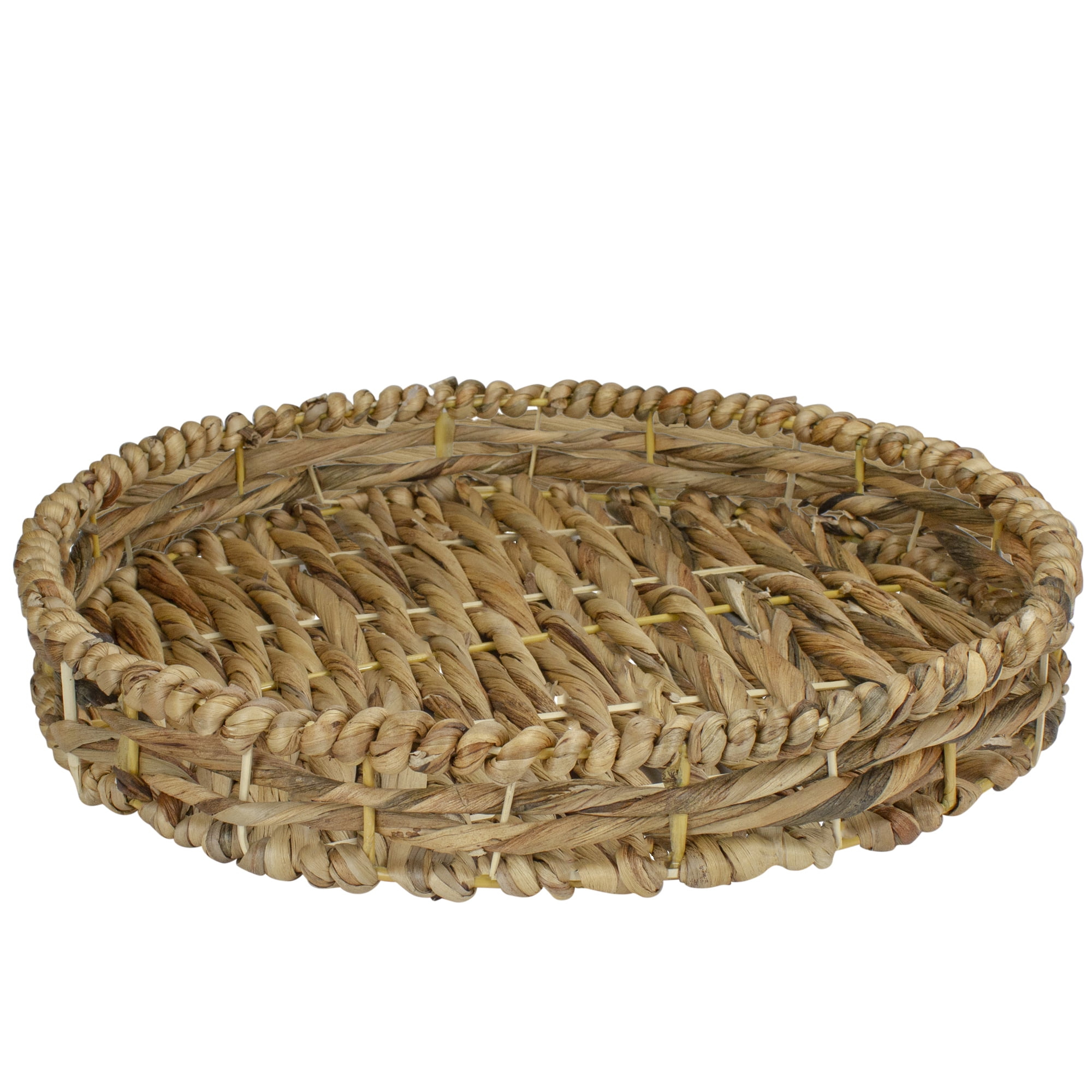 Northlight Set of 3 Round Natural Woven Water Hyacinth Serving Trays 16"
