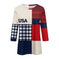 thumbnail image 5 of KDDYLITQ United States 250th Anniversary Shirts for Women 4th July Red White Blue 3/4 Sleeve Tops Causal Usa Star Stripes Fourth Of July Blouses National Flag Print Cute Crew Neck T-Shirts Navy 2XL, 5 of 6