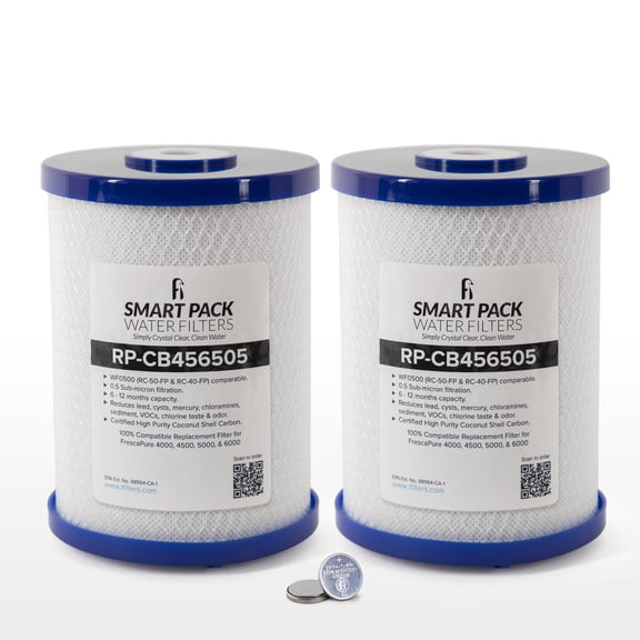 Smart Pack 0.5 Micron Coconut Shell Carbon Block Water Filter - Compatible with Frescapure 4000, 4500, 5000, 6000 & Infinity Systems - 2 Pack