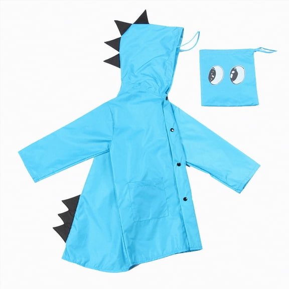 Kpoplk Toddler Kids Boys Girls Raincoats Dinosaur Waterproof Rain Jacket Cartoon Hooded Rain Poncho Baby Children Reusable Lightweight Rainwear Size XXL,Blue