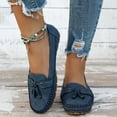 thumbnail image 2 of Womens Penny Loafers Casual Slip on Orthopedic Shoes with Arch Support Round Toe Stitching Tassel Nonslip Moccasin Driving Shoes Blue Size 10, 2 of 6