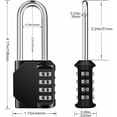 thumbnail image 2 of Resettable 4 Digit Padlock, High Security Combination Lock Made Of Zinc Alloy For Wide Application In Indoor And Outdoor Settings, Such As Doors, Garages, Sheds, Fences,, 2 of 5