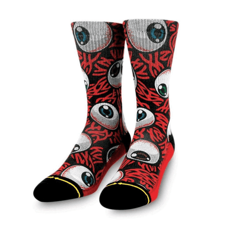 

MERGE4 Jimbo Eye Medium Crew Socks for Men and Women Red White Compression Skate Socks