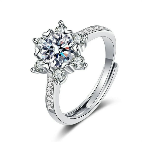Whudwhu Elegant 925 Silver Moissanite Snowflake Ring For Fashion Lovers