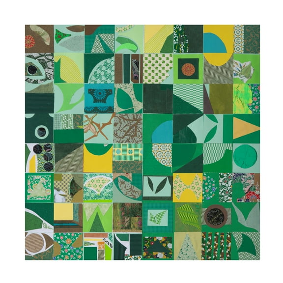 Trademark Fine Art Pamela Fingado  Green Squares Canvas Wall Art