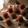 thumbnail image 6 of 24Pc Flocked Christmas Balls, Velvet Shatterproof Xmas Ornaments, Glitter Christmas Tree Hanging Baubles Holiday Decor Brown, 6 of 6