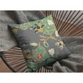 thumbnail image 5 of Carnation Garden Suede Blown and Closed Pillow Orange Green on Gray 16"x16", 5 of 9