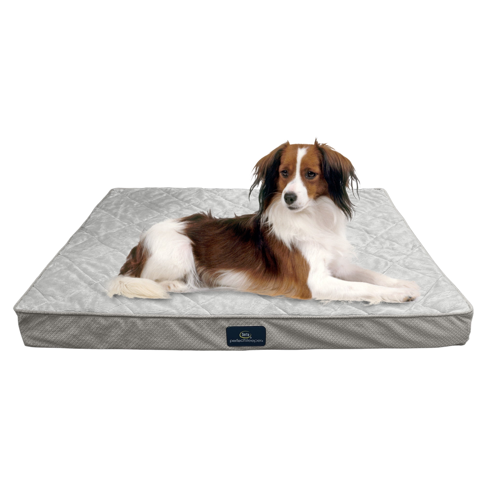 Serta Quilted Orthopedic Pillowtop Dog Bed with Removable Cover, Gray, Large