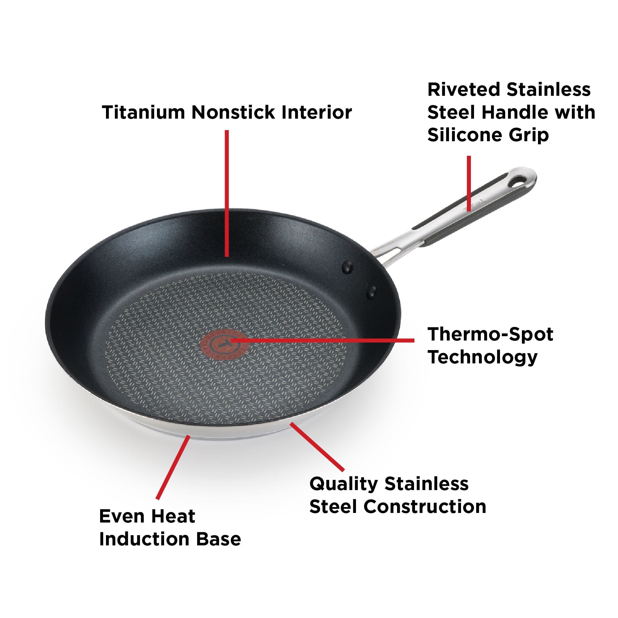 vijver kopiëren Talloos T-fal Expert Pro Non-Stick Stainless Steel Fry Pan, 12 inch - Walmart.com