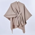 thumbnail image 2 of Gaukiv Womens Solid Wrap Shawls Open Front Cozy Poncho Outerwear Elegant Shoulder Cover Up Coffee, 2 of 3