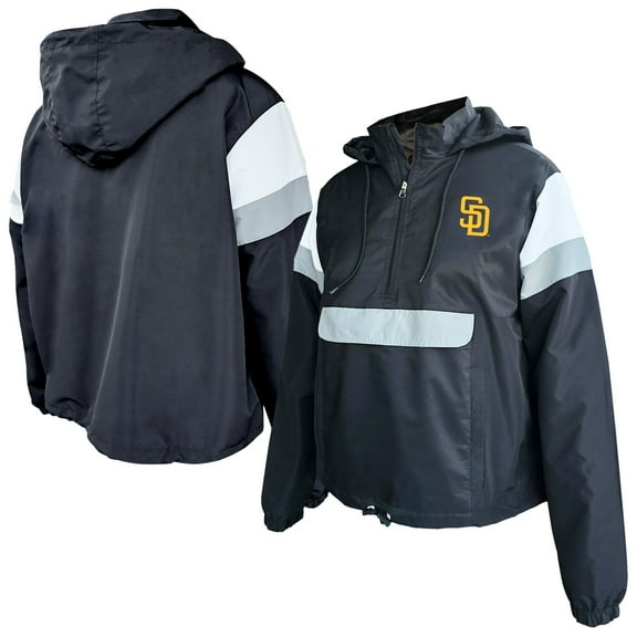 Women's-Profile Black San Diego Padres Plus Size Anorak Hoodie Quarter-Zip Pullover