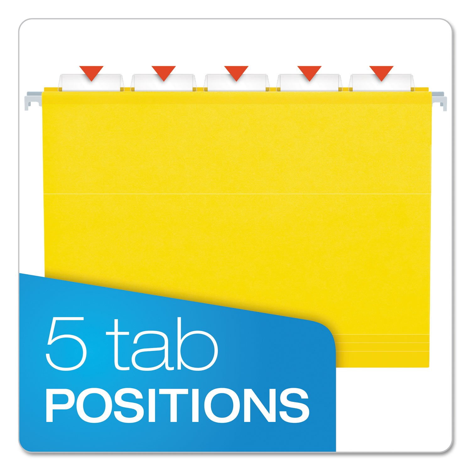 Extra Capacity Reinforced Hanging Folders  2" Letter Size Yellow 1/5 Cut 25/bx (04152x2 Yel)