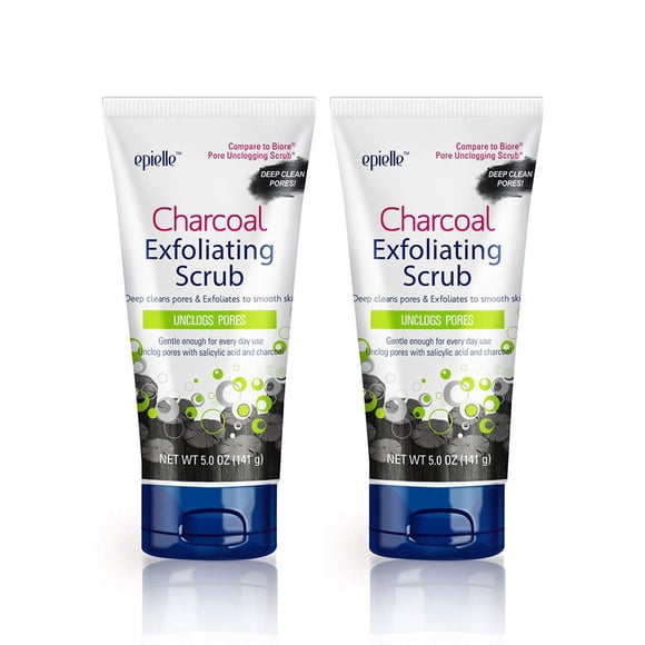Exfoliante exfoliante Epielle Charcoal (paquete de 2) destapa los poros, 150 ml