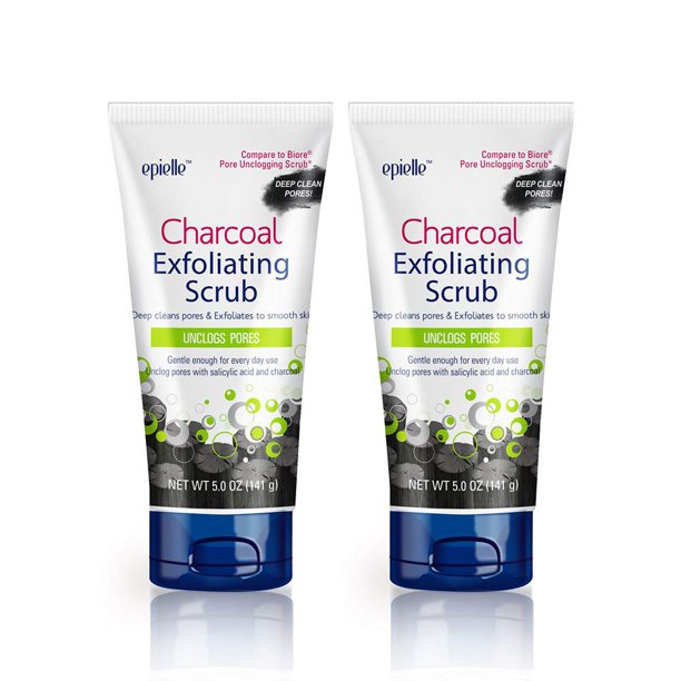 Exfoliante exfoliante Epielle Charcoal (paquete de 2) destapa los poros, 150 ml