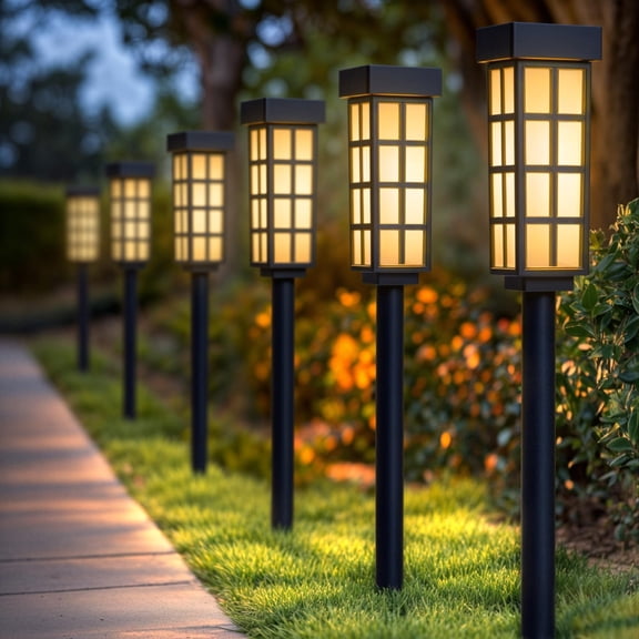 nunhole 24" Solar Pathway Lights Outdoor, 8 Pack Bright Garden Light with Auto On/Off, IP65 Solar Lights Outdoor Waterproof, Garden Landscape Lighting for Yard, Patio, Walkway, Driveway