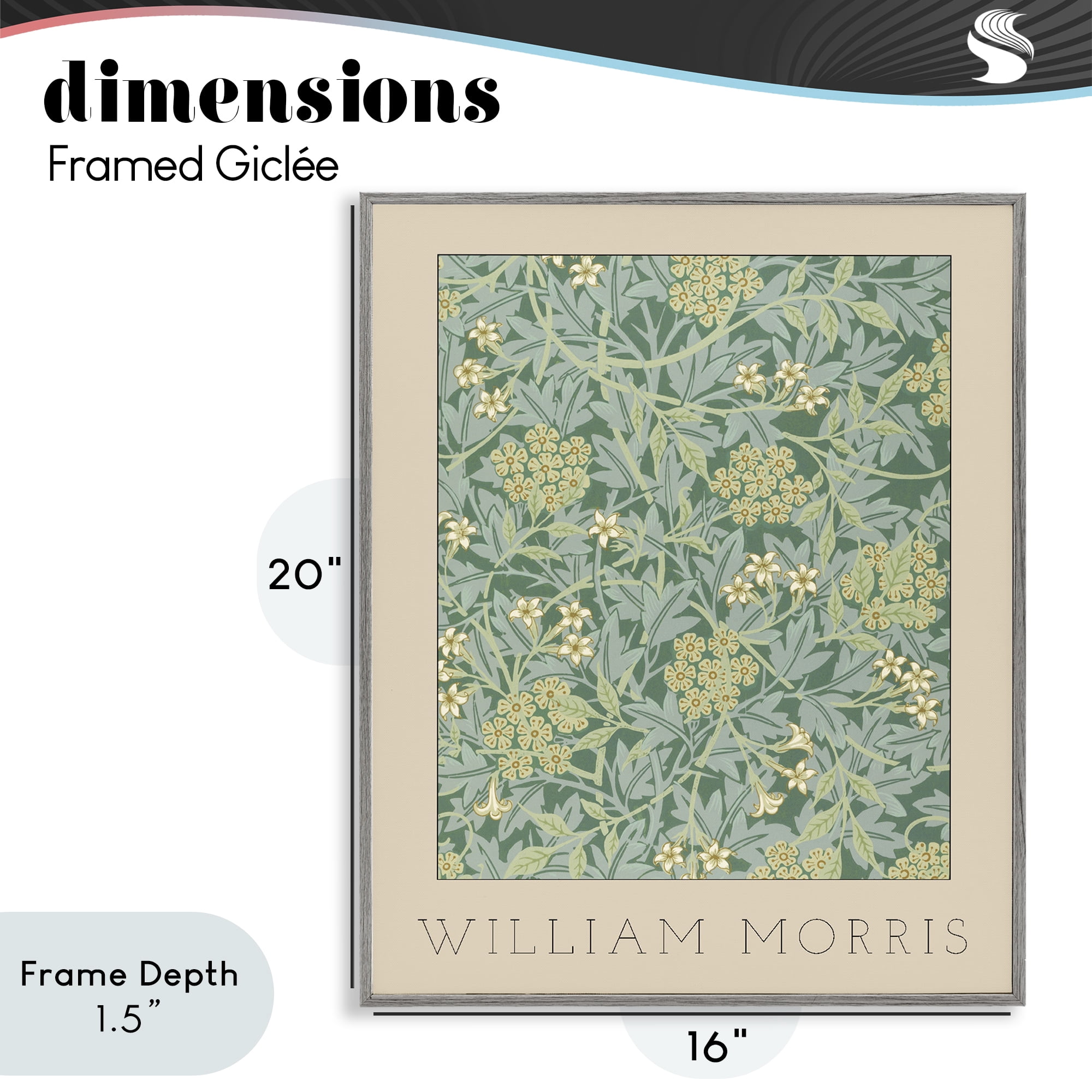 Stupell Industries William Morris Green Tones Gray Framed Giclee Art, design by Lil' Rue