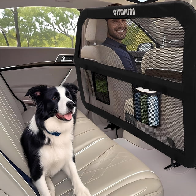 Barrera para perros CJYMMFAN para asiento trasero de coche y área de carga