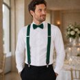 thumbnail image 2 of KAMBERFT Men's Dark Green 1.4 inch Wide Adjustable Y-Back Suspenders, 2-Piece Set with Pre-Tied Bow Tie, 2 of 5