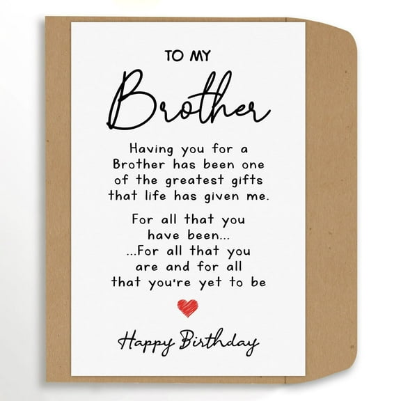 Heartfelt Birthday Card for Brother – Touching Message with Elegant Design – Blank Inside, Perfect for Celebrating Brother's Special Day