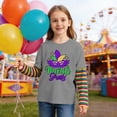 thumbnail image 2 of KHONTS Kids Mardi Gras Shirt Boys Girls Tuesday Tshirt Carnival Party Long Sleeve Tops,Size 2-12 Years Grey 130, 2 of 5