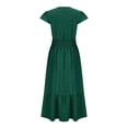 thumbnail image 5 of Wycnly Summer Dresses for Women Beach Fashion Chiffon Jacquard Empire Waist Ruffle Swing Long Dresses 2024 Short Sleeve Round Neck Solid Maxi Formal Dress Army Green l, 5 of 6