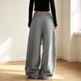 thumbnail image 5 of MEZZALL Women Solid Color Baggy Wide Leg Sweatpants Elastic Drawstring Low Rise Deep Side Pockets Oversized Relaxed Fit Hop Streetwear Casual Trousers, XL, 5 of 6