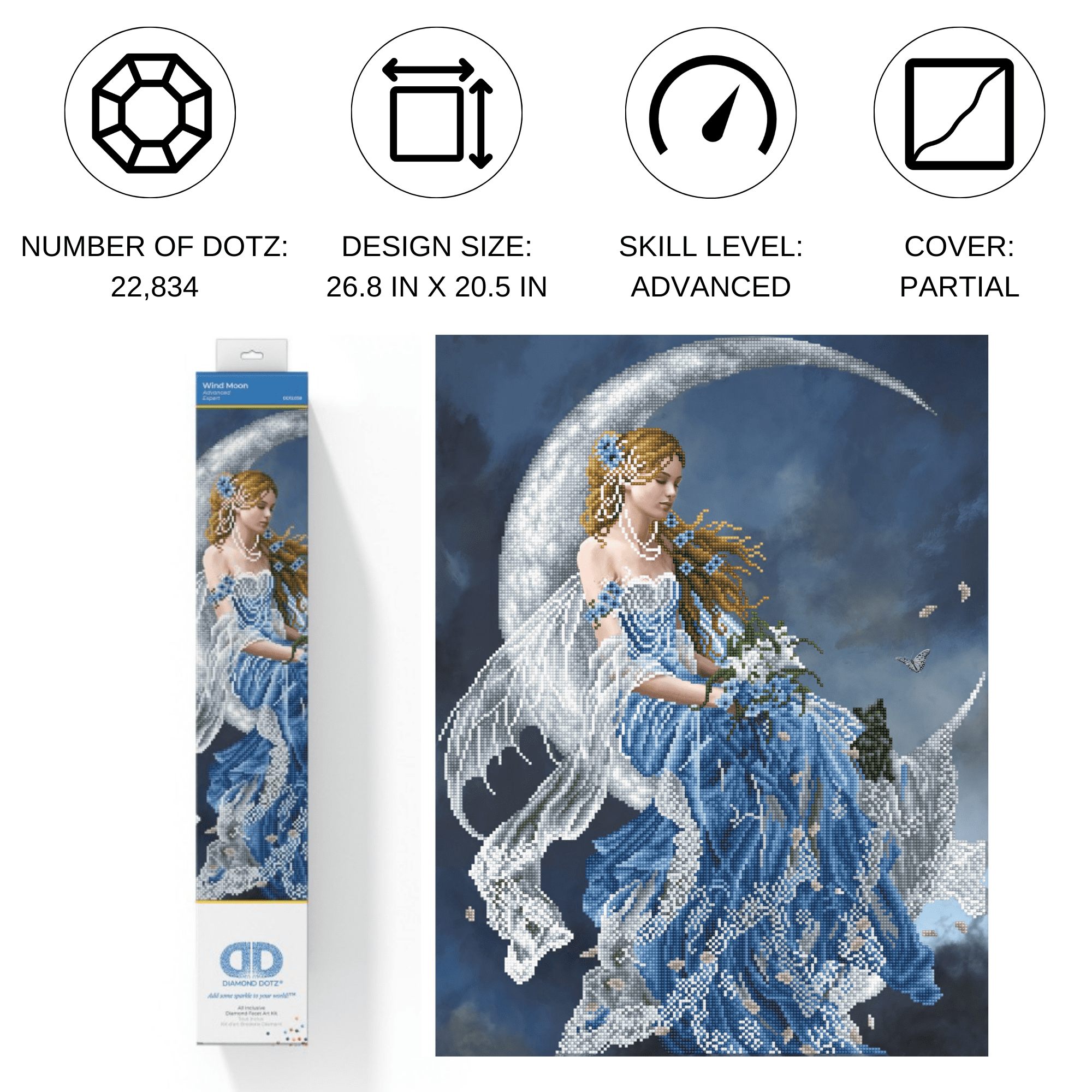 Diamond Dotz Wind Moon Diamond Painting Kits for Adults - Diamond Art Kits a Relaxing Creative Craft Kit with Dotz Gems 26.8x20.5