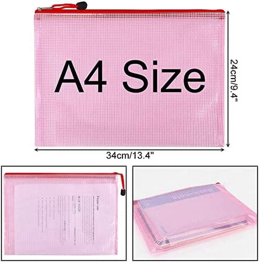 10pcs Mesh Zipper Pouch Zipper File Bags, Puzzle Project Bags for Cross Stitch and Organizing Storage, Letter Size A4 Size for Travel, School, Board Games and Office Supplies