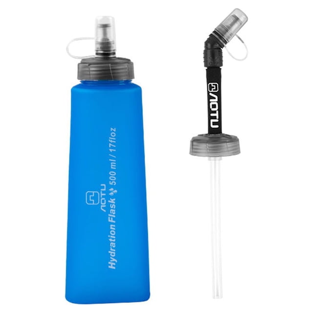 500ml Collapsible TPU Sports Water Bladder Set - Food Grade Soft Flask with Elliptical Base & Extra Long Replacement Straw for Running, Hiking, Cycling - Lightweight Hydration Solution for Outdoor